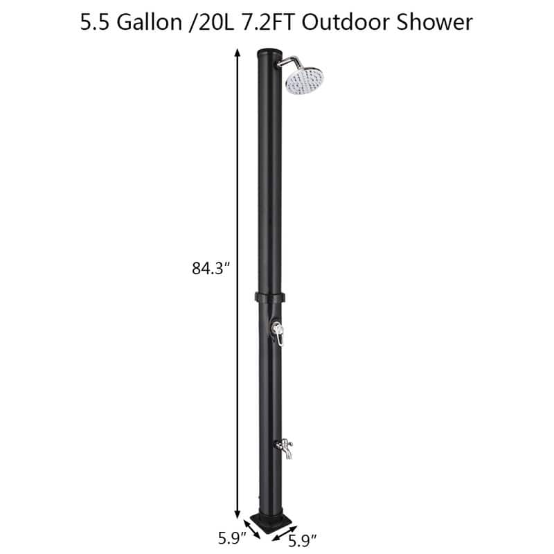VINGLI Solar Heated Shower with Shower Head, Handhold/Foot Shower Tap for Outdoor Backyard Poolside Beach Pool Spa