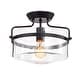 preview thumbnail 2 of 12, Merwin Matte Black Semi-Flush Ceiling Lamp 1-Light Black