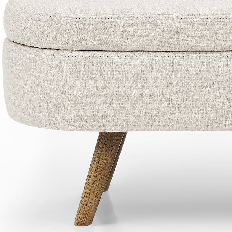 HomeRoots 44" Beige and Brown Linen Upholstered Storage Bench with Flip Top - 43.5' X '16' X '16