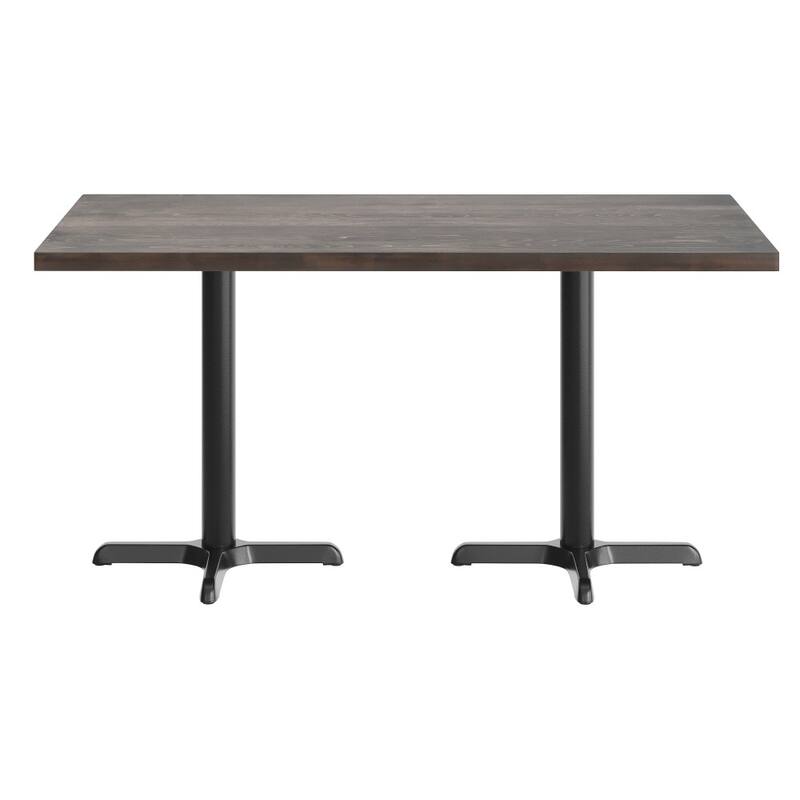 Rectangular Solid Wood Commercial Tabletop with 22" x 22" Dining Height X-Base