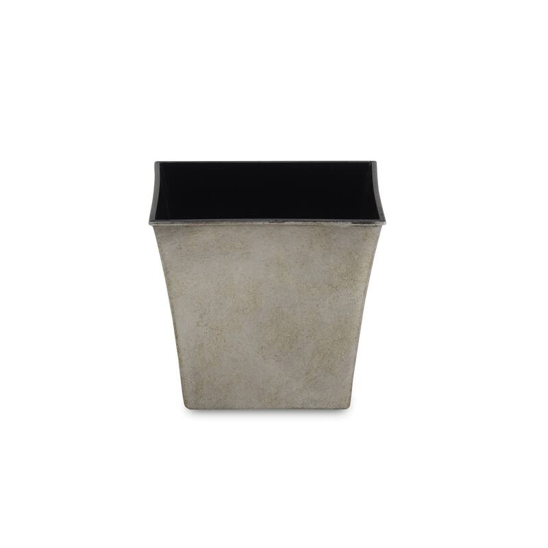 HomeRoots 7" Gray Recycled Plastic Indoor Outdoor Square Pot Planter