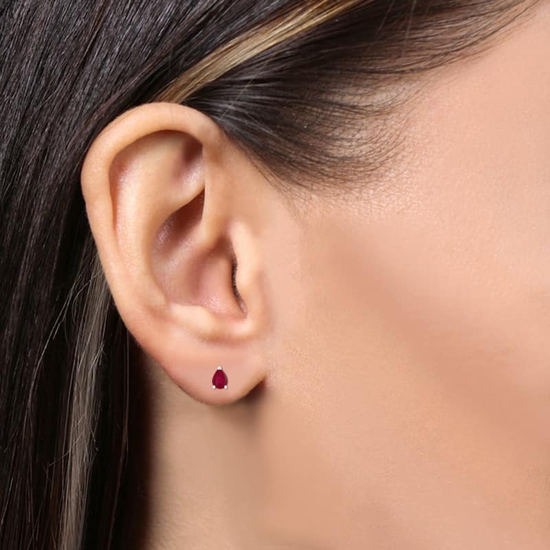 Marquee 14K White Gold 5x3MM Pear Ruby Earrings