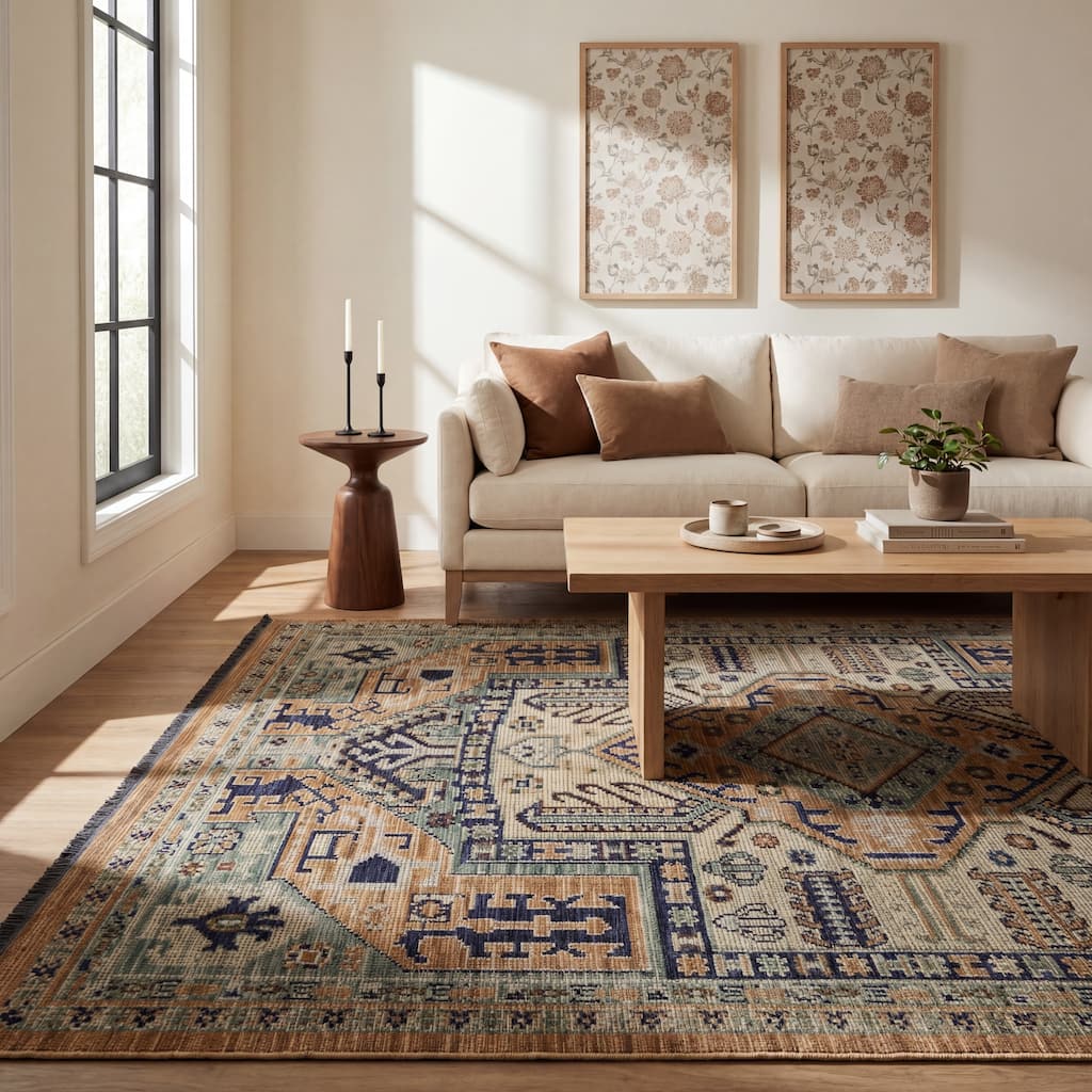 Landon Bohemian Medallion Wool Blend Area Rug