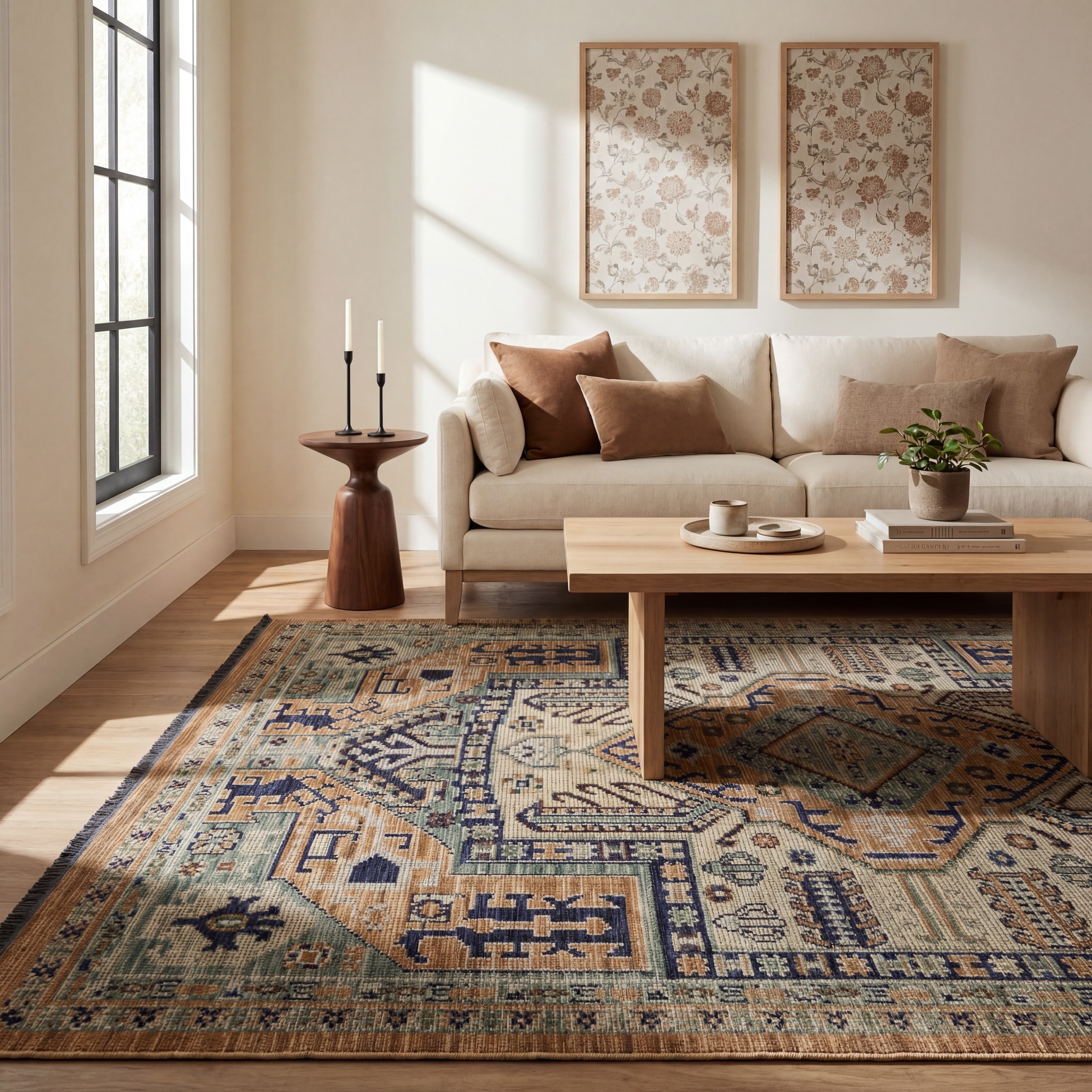 Landon Bohemian Medallion Wool Blend Area Rug