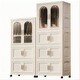 preview thumbnail 13 of 12, 25.59" Side Wide Folding Wardrobe, 25.59"×15.75"×70.87", with Magnetic Door, Plastic Storage Cabinet with Wheels