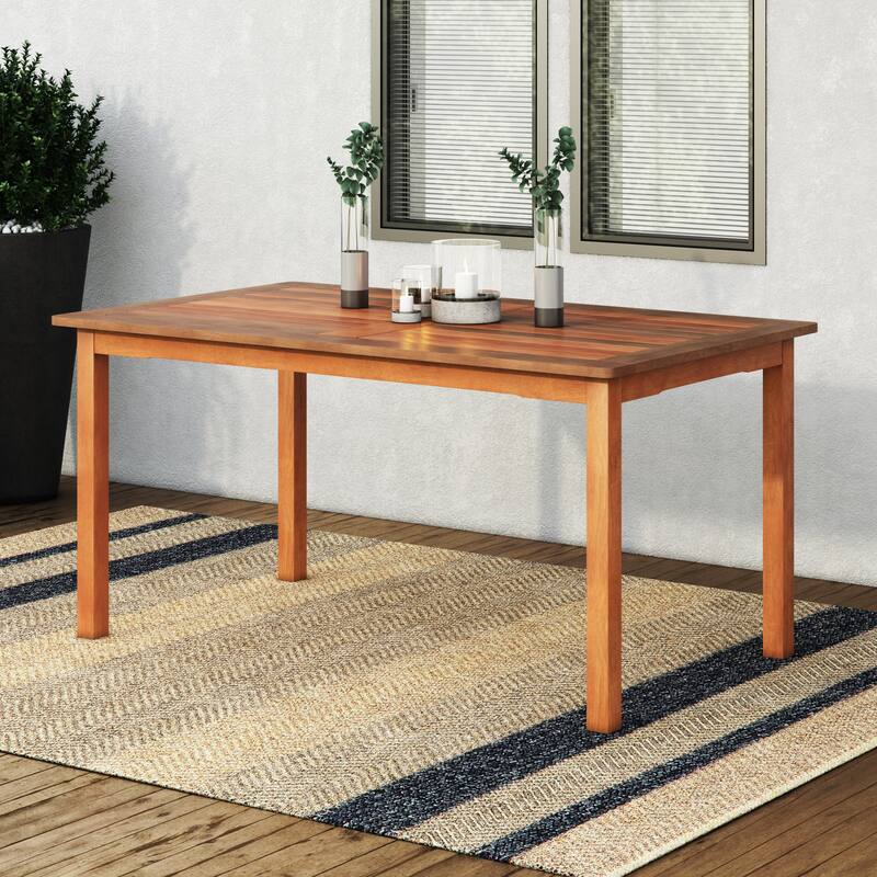 CorLiving Miramar Natural Hardwood Outdoor Dining Table - N/A