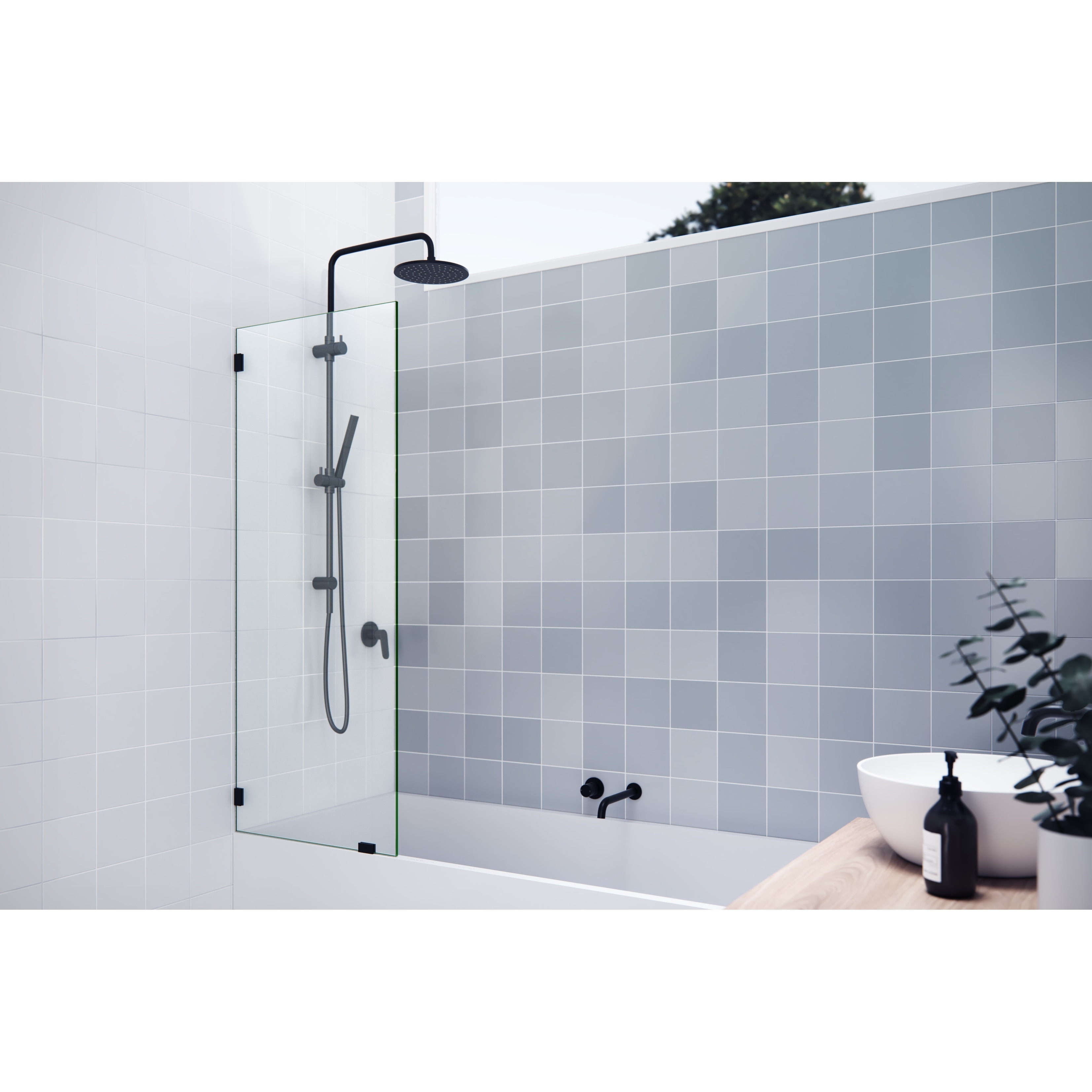 Glass Warehouse 58.25" x 22" Frameless Shower Bath Fixed Panel