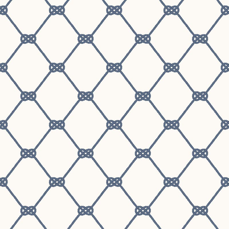 Galerie Wallcoverings Deauville 2 Nautical Rope Non-woven Matte Wallpaper Roll - 33 feet x 21 inches - White/Navy