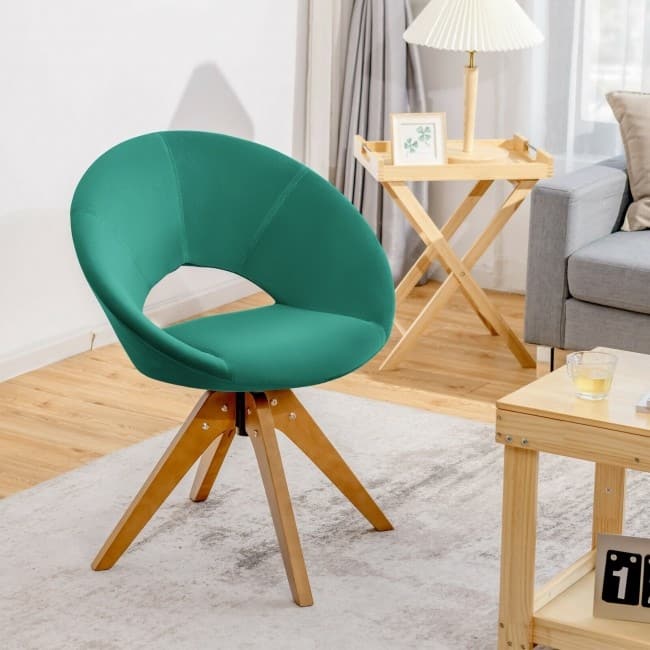 Mid Century Modern Swivel Accent Chair Fabric Velvet Armchair - 27" x 22" x 32.5" (L x W x H)