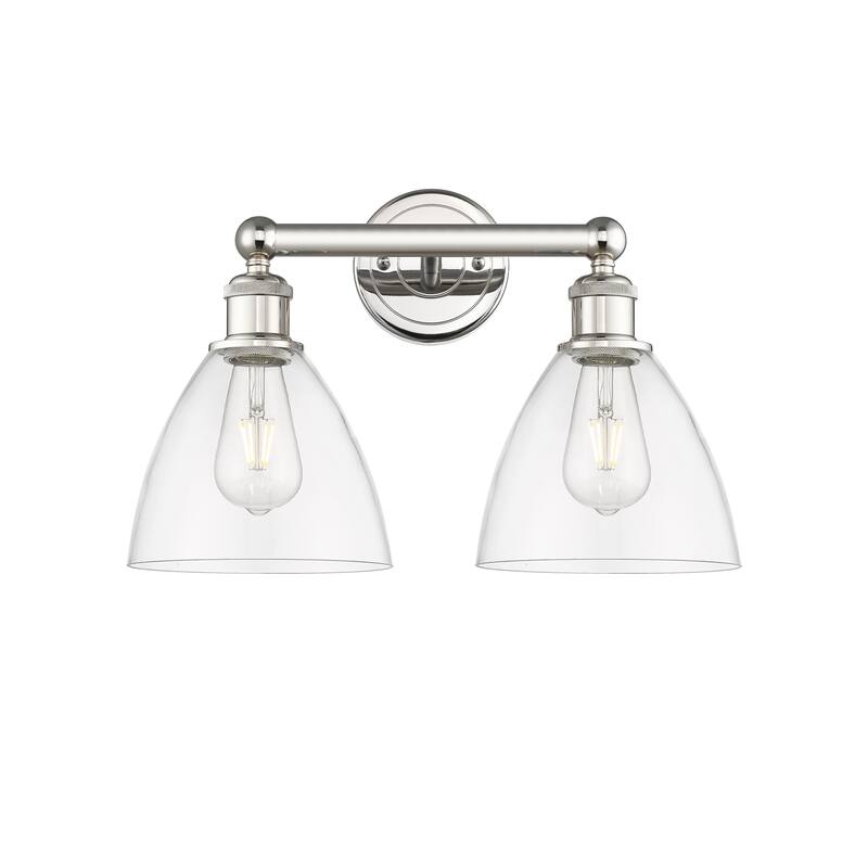 Innovations Lighting 616-2W-12-17 Bristol Vanity Bristol Glass 2 Light - Polished Nickel / Clear