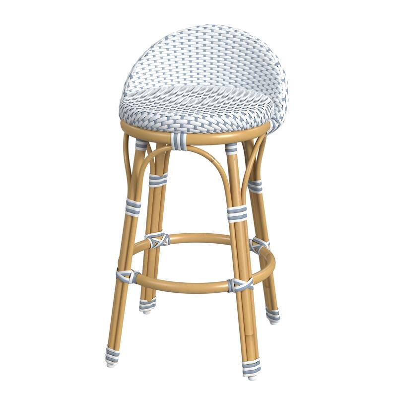 Tobias Outdoor Rattan and Metal Low Back Counter Stool