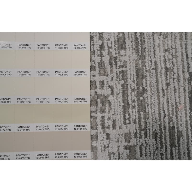 Machine Made Oriental Polyester Carpet Geometric Greys & Charcoal Distressed Area Rug - 7' 5'' X 5' 2''