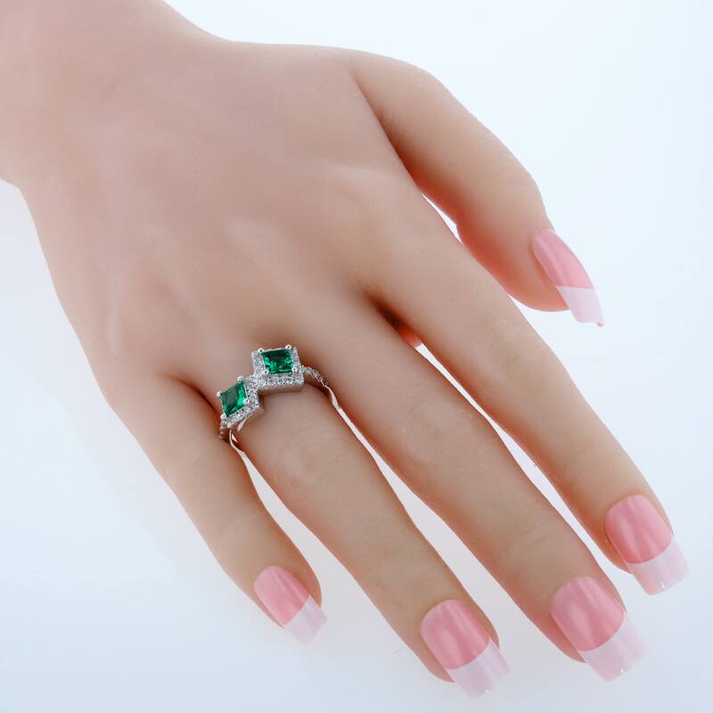 Sterling Silver 1 ct Created Emerald Birthstone Ring