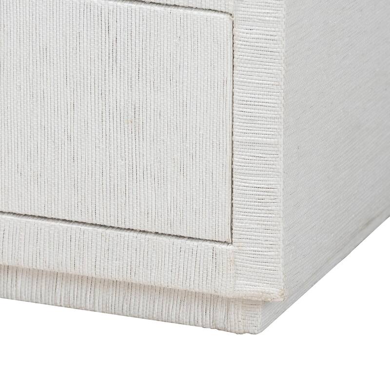 Kai Grasscloth End Table - 2-Drawer Accent Table or Nightstand with Open Shelf, Handwoven Decor for Bedroom or Living Room