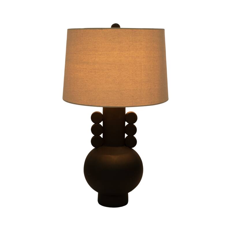 Sagebrook Home Ceramic Eared Totem Table Lamp, 30-inch, Chic Black Design - 17" x 17" x 30"