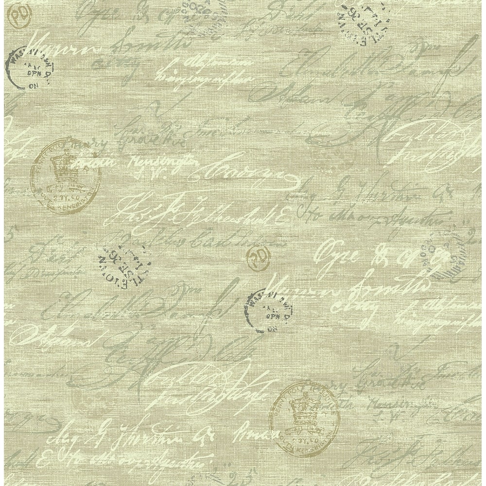 Seabrook Designs Penny Rustic Calligraphy Unpasted Wallpaper