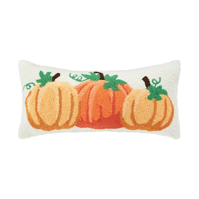 Pumpkin Trio Hooked Throw Pillow