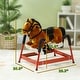 preview thumbnail 4 of 7, Qaba Ride on Horse, Walking Horse Toy with Wheels & Neighing Sound for 3-5 Years Old up to 132 Pounds, Brown