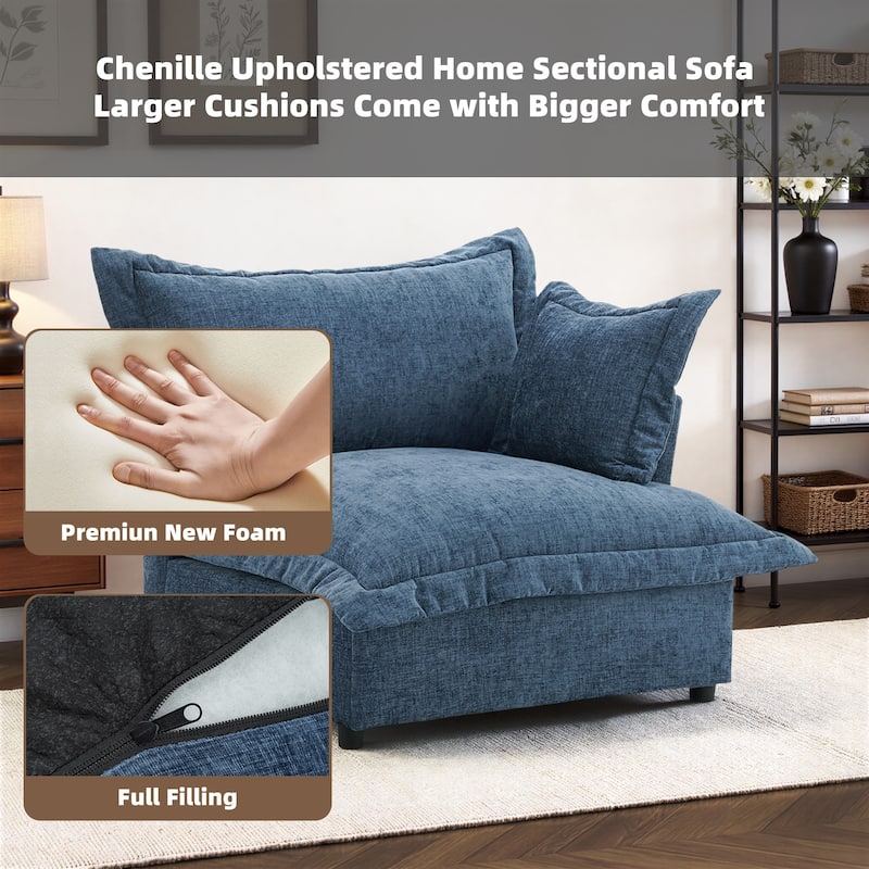 Double Layer Cushion Comfy Cloud Modular Sectional Sofa Couch Ottoman