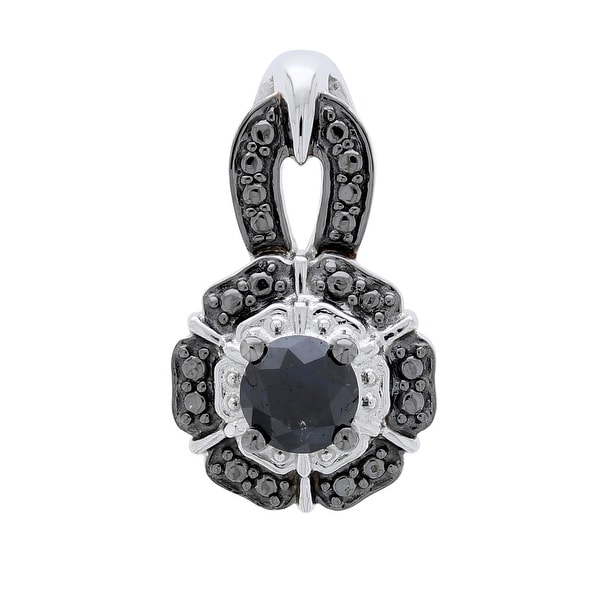 Prism Jewel 0.32Ct Black Diamond with Diamond Effect Solitaite Pendant