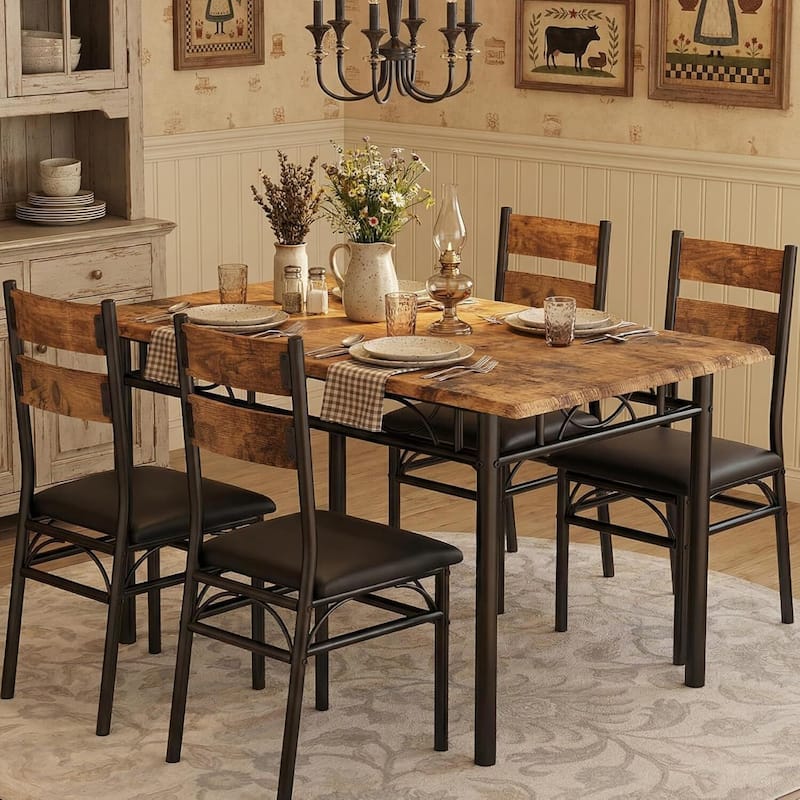 5 Piece Kitchen Dining Table and Chairs Set for 4 for Apartment Dining Room