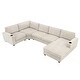 preview thumbnail 31 of 38, Irregular Corner U Shaped Sectional Sofa,Chenille Couch Set with Oversized Chaise