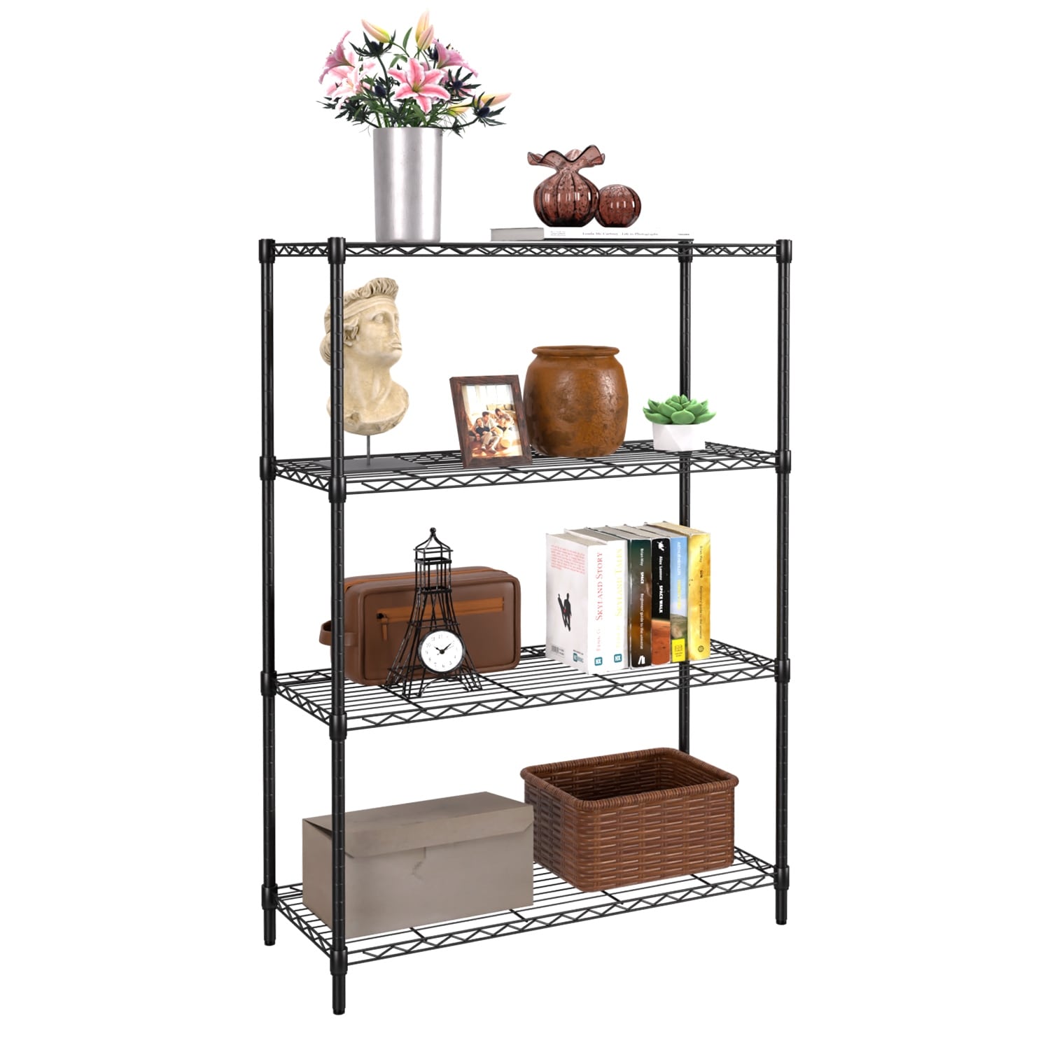 Furniture of America Ferris 4-Tier Adjustable NSF 54" Tall Wire Shelving Rack