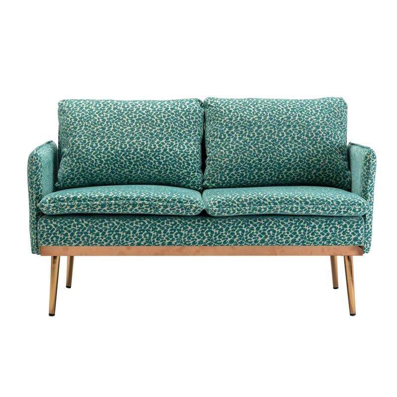 Polyester Upholstered Living Room loveseats sofa With Golden Legs