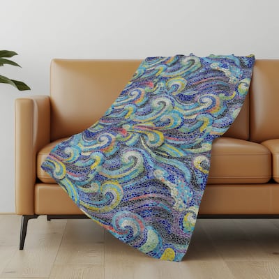 Premium Machine Washable ASB193 Mosaic Wave Sherpa Throw Blanket