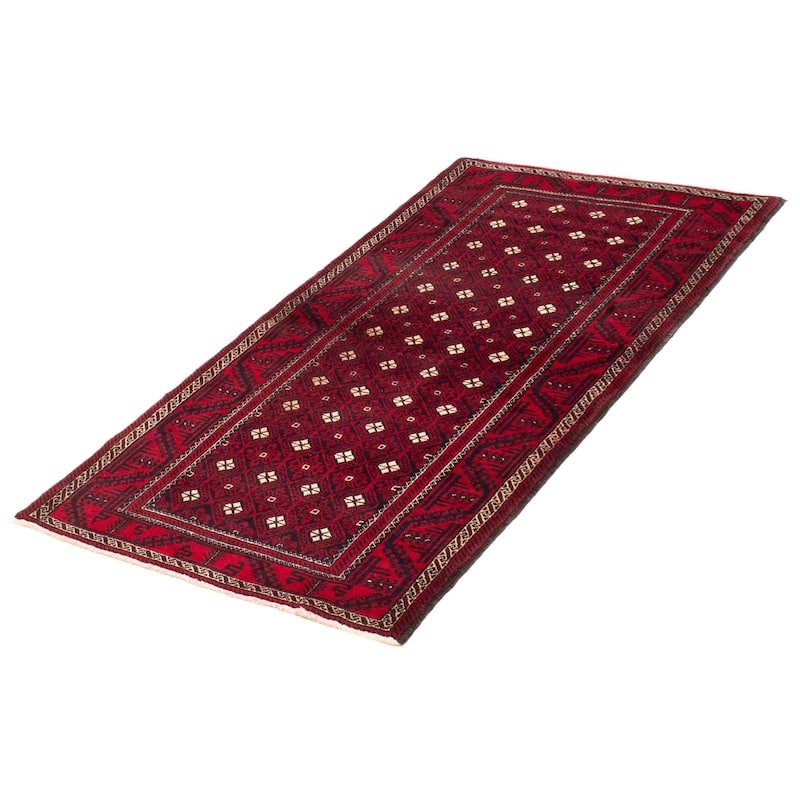 ECARPETGALLERY Hand-knotted Royal Baluch Red Wool Rug - 3'7 x 6'8