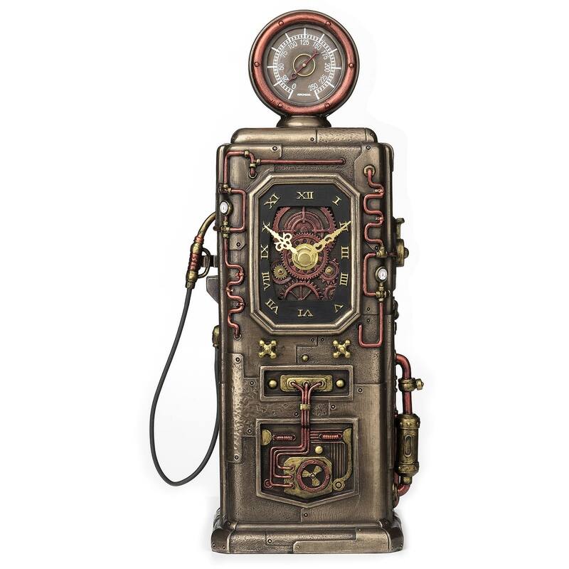 Veronese Design 11.61" H STEAMPUNK FUEL DISPENSER TOWER CLOCK Cold Cast Bronze