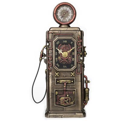 Veronese Design 11.61" H STEAMPUNK FUEL DISPENSER TOWER CLOCK Cold Cast Bronze