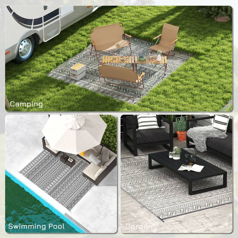 8' x 10' Outdoor Reversible Waterproof Straw Floor Mat with Carry Bag - 8' x 10'