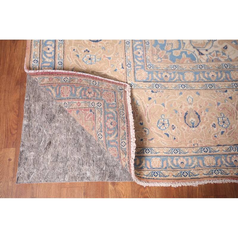 Traditional Mashad Persian Vintage Area Rug Hand-Knotted Wool Carpet - 9'4"x 12'5"