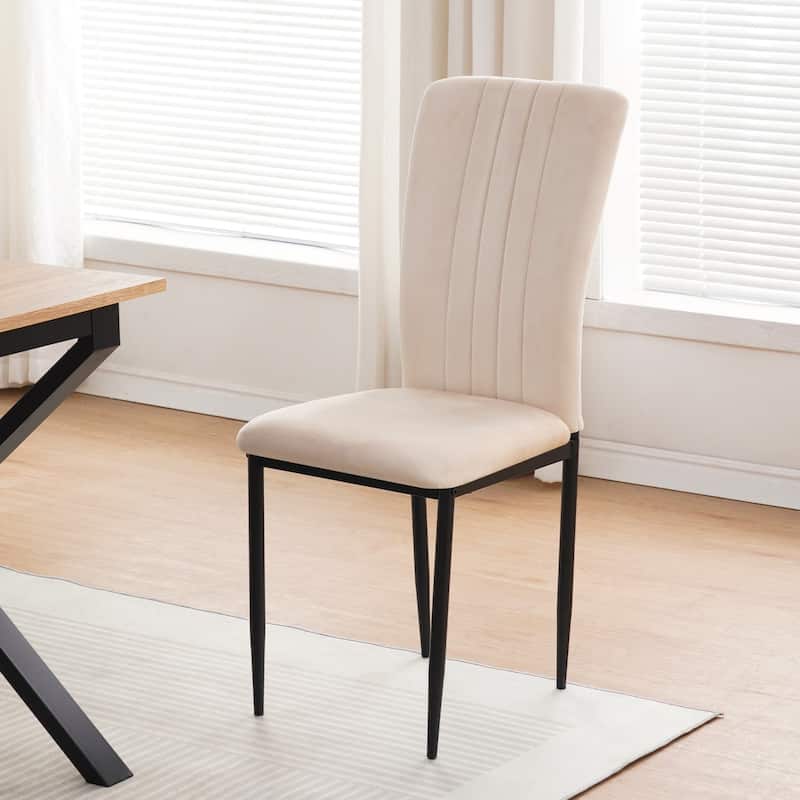 16.1" Velvet Upholstered Chairs with Metal Legs, Set of 4