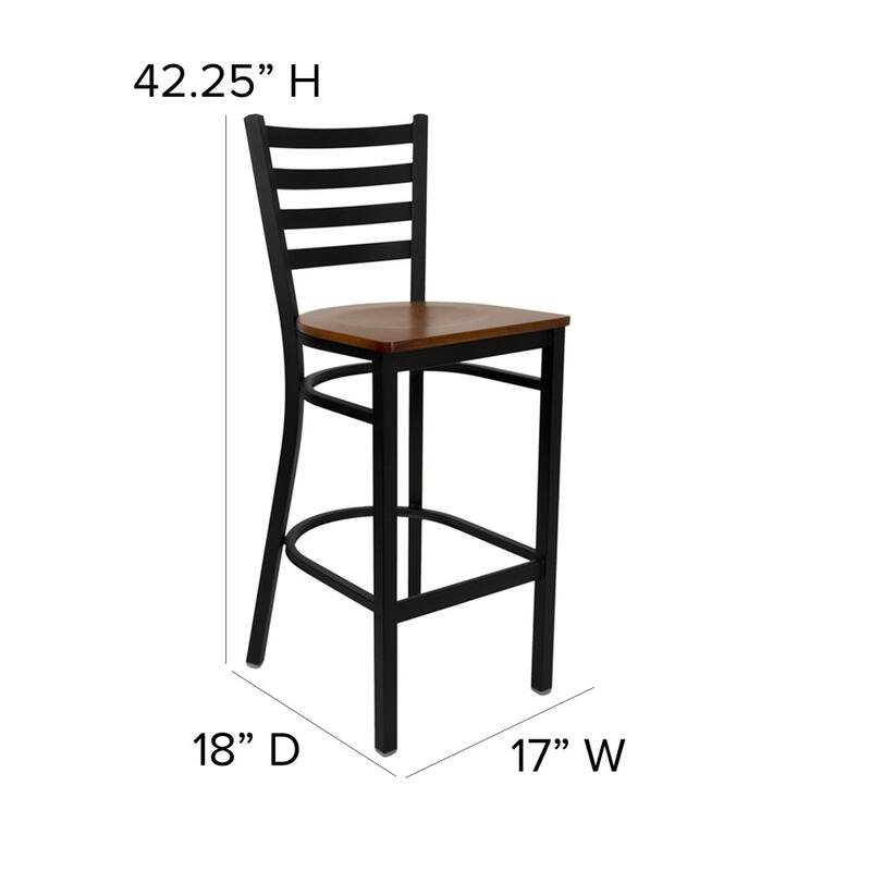 Ladder Back Metal Restaurant Barstool - 17"W x 18"D x 42.25"H - 17"W x 18"D x 42.25"H