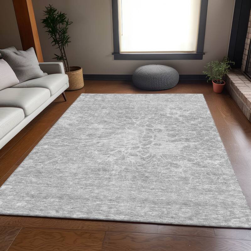 Premium Washable Super Soft Muted Floral Mayfield Rug - Silver - 3' x 5' - Rectangle