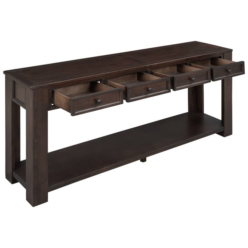 Merax Rustic Console Table with Storage Drawers and Bottom Shelf