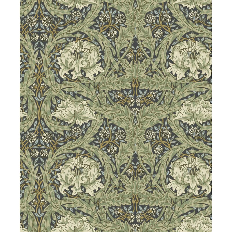 African Marigold Sea Green Floral Wallpaper