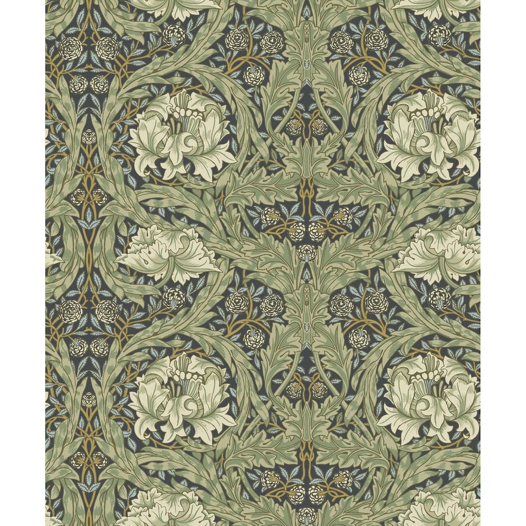 African Marigold Sea Green Floral Wallpaper