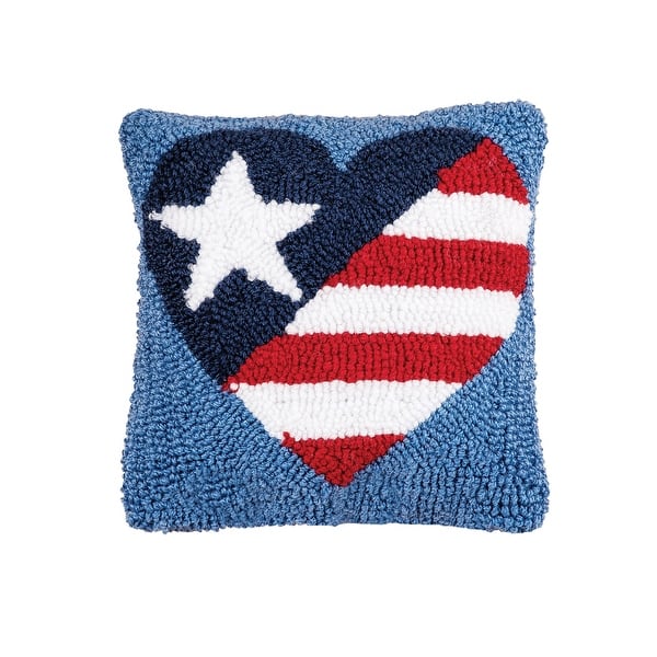 slide 2 of 5, 8" x 8" Patriotic American Flag July Fourth Hooked Petite Throw Pillow
