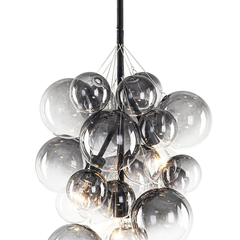 Creative 3-Light Cluster Clear Glass Bubble Chandelier For Dining Room - 15.7 in