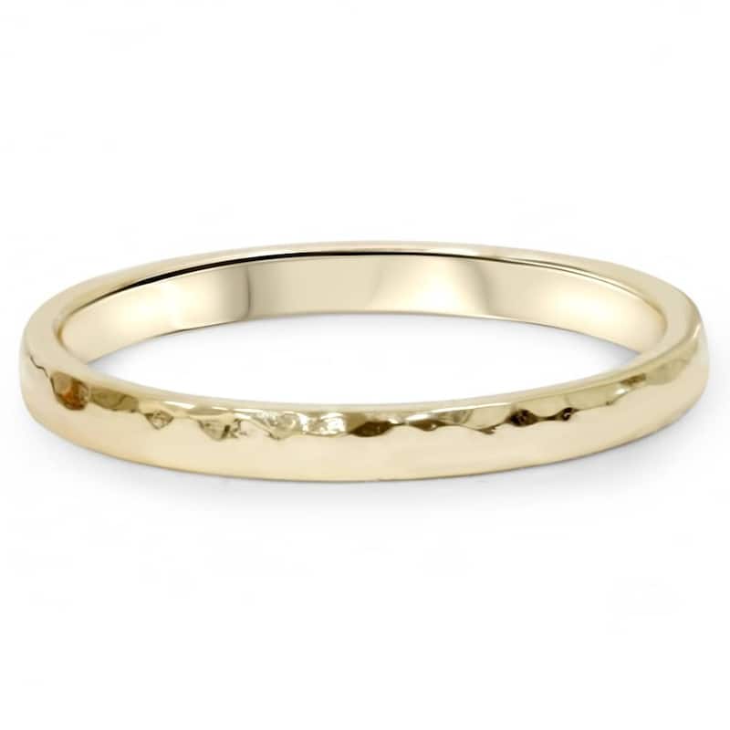 2mm Hammered Yellow Gold Band