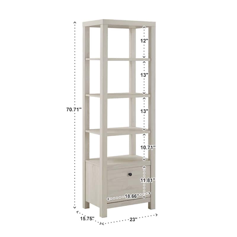 Hinesburg 4-tier/5-tier Adjustable Bookshelf with Drawer by iNSPIRE Q Classic