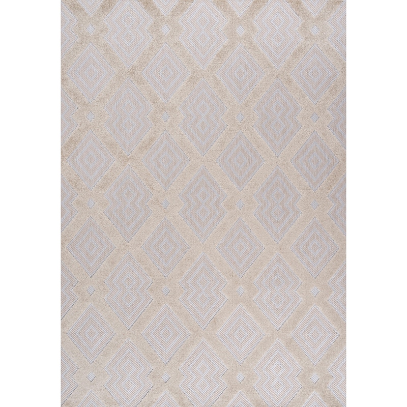 JONATHAN Y Haze High-Low Pile Ogee Trellis Tone-on-Tone Indoor/Outdoor Area Rug - 8 X 10