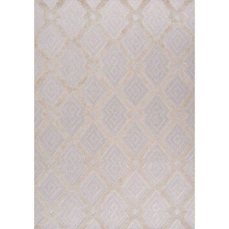 JONATHAN Y Haze High-Low Pile Ogee Trellis Tone-on-Tone Indoor/Outdoor Area Rug - 5 X 8