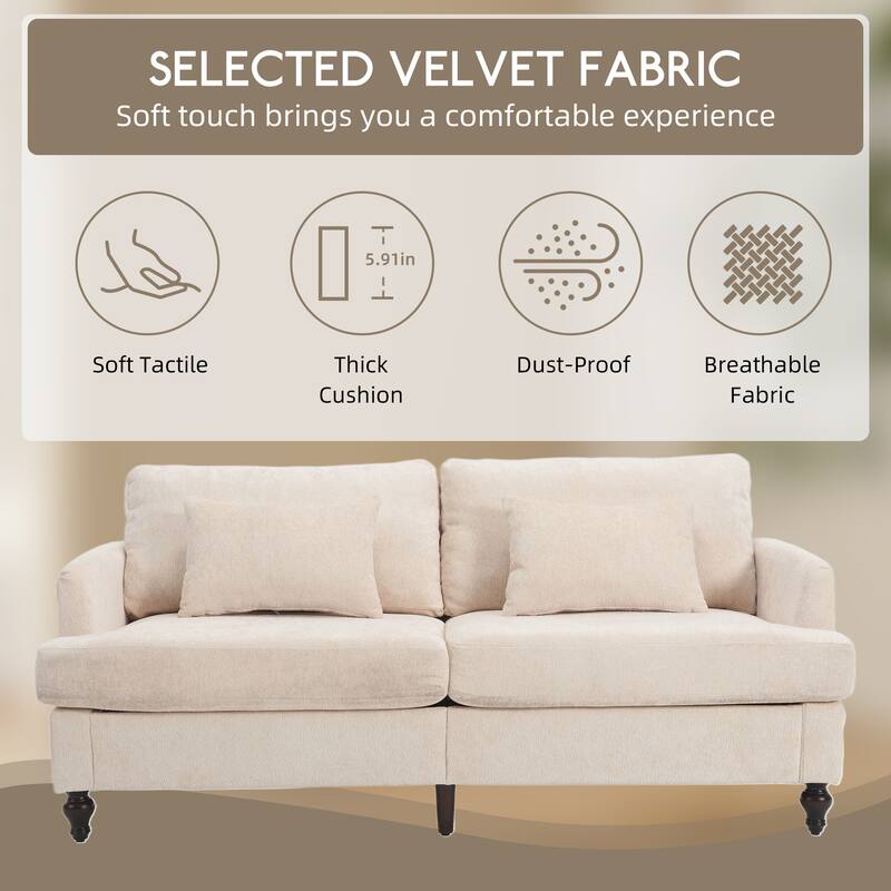 HOMEFUN Modern chenille Fabric Loveseat,2-Seat Upholstered Loveseat Sofa Modern Couch