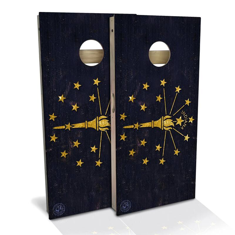 Indiana Flag Outdoor Cornhole Board Set - Backyard 2x4 - NO Accessories