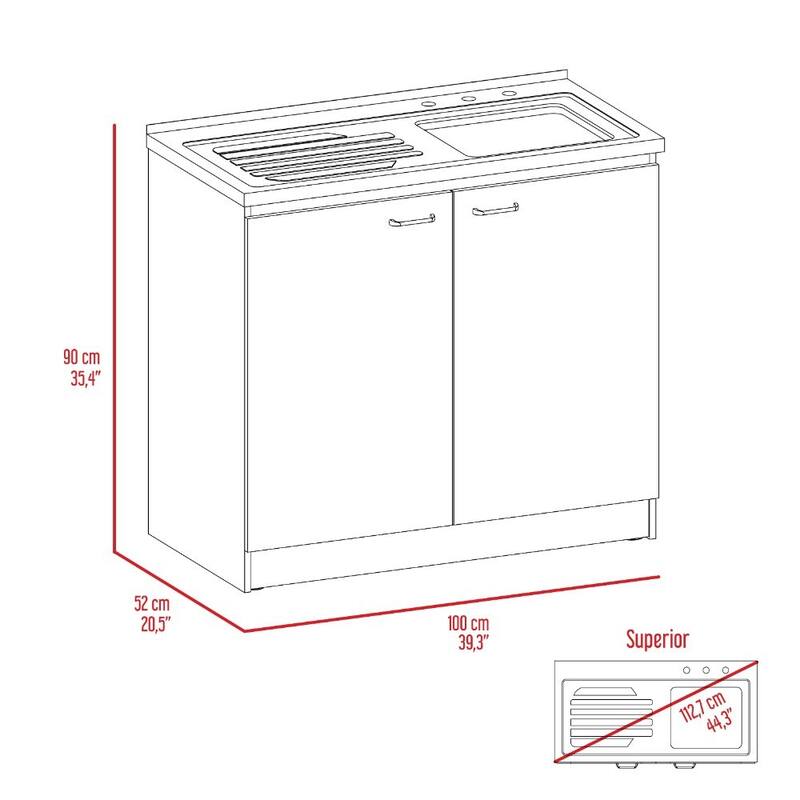 TUHOME Napoles Utility Sink Cabinet With Integrated Steel Sink, Smokey Oak / Light Gray - N/A