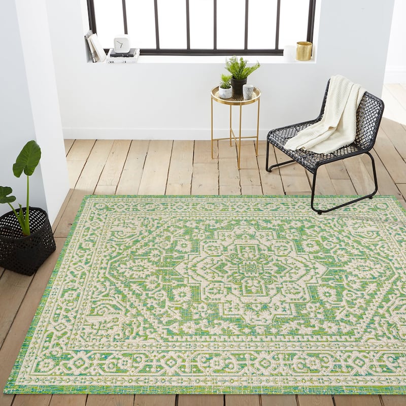 JONATHAN Y Rozetta Medallion Textured Weave Indoor/Outdoor Area Rug